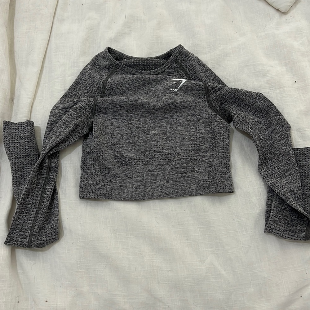 GymShark Vital Seamless Long Sleeve Gym Top Grey Marl